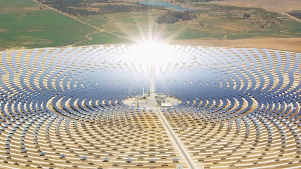 Aerial shot of Gemasolar Thermosolar Plant, Seville, Spain, Europe  D1748_13_002