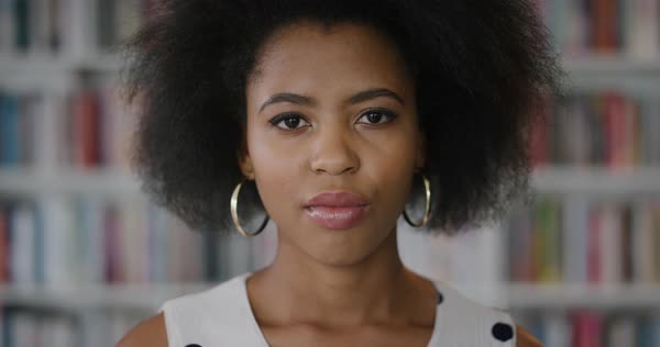 Portrait Beautiful African American Business Woman Looking Pensive