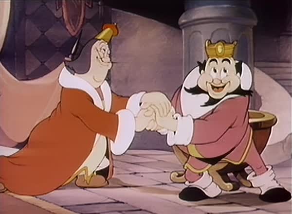 Cartoon of two amicable kings shaking hands, 1930s - Stock Video Footage - Dissolve Cartoon of two amicable kings shaking hands, 1930s - Stock Video Footage - Dissolve