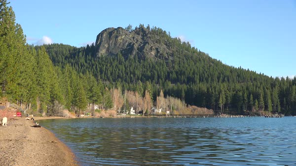 Summer Cabins And Cabanas Line The Shores Of A Resort At Lake