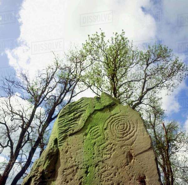 Carving On Standing Stone, Newgrange, Co Meath, Ireland Stock Photo