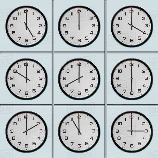 Clocks with different time zone Stock Photo Dissolve