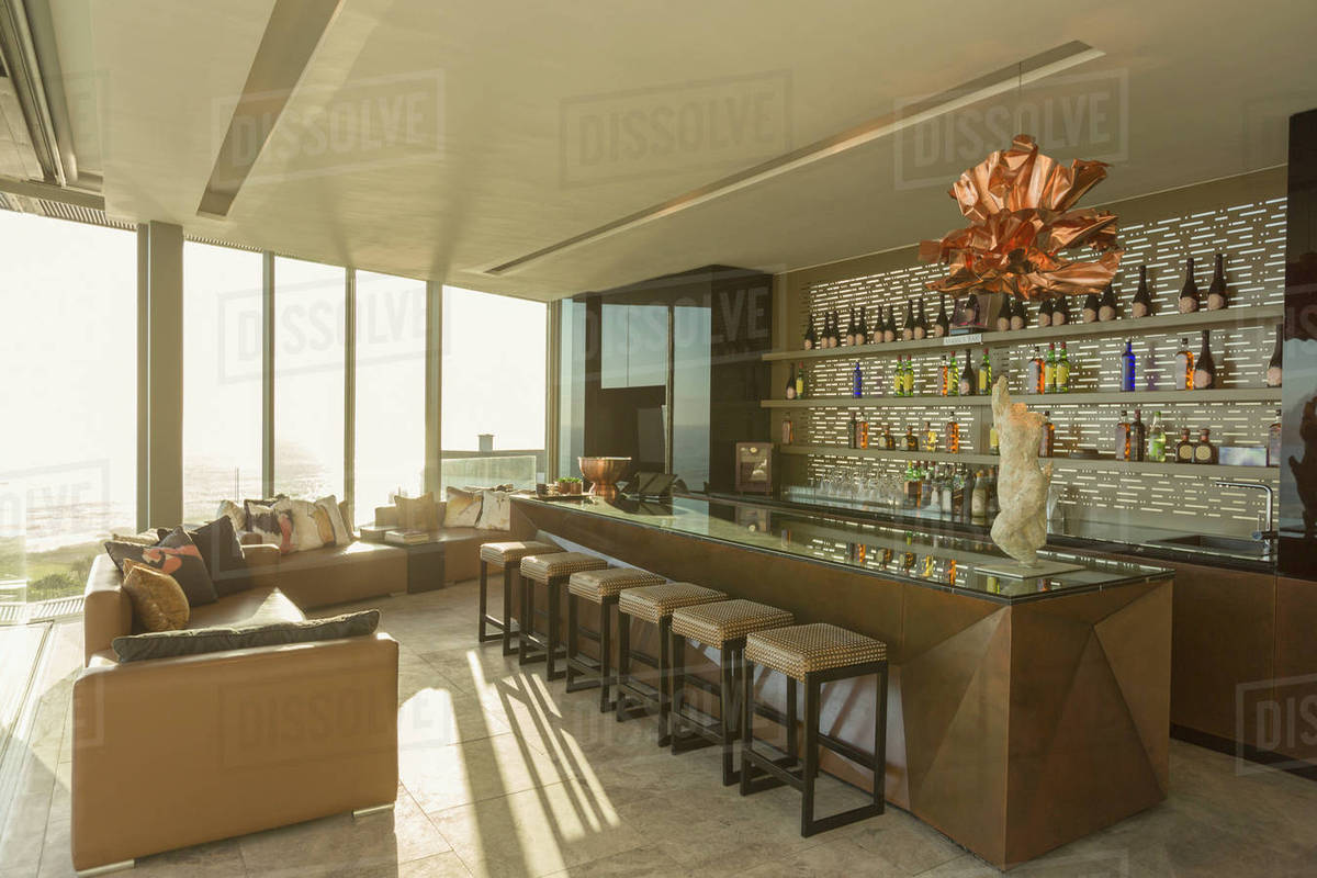 Modern luxury home showcase bar Stock Photo Dissolve