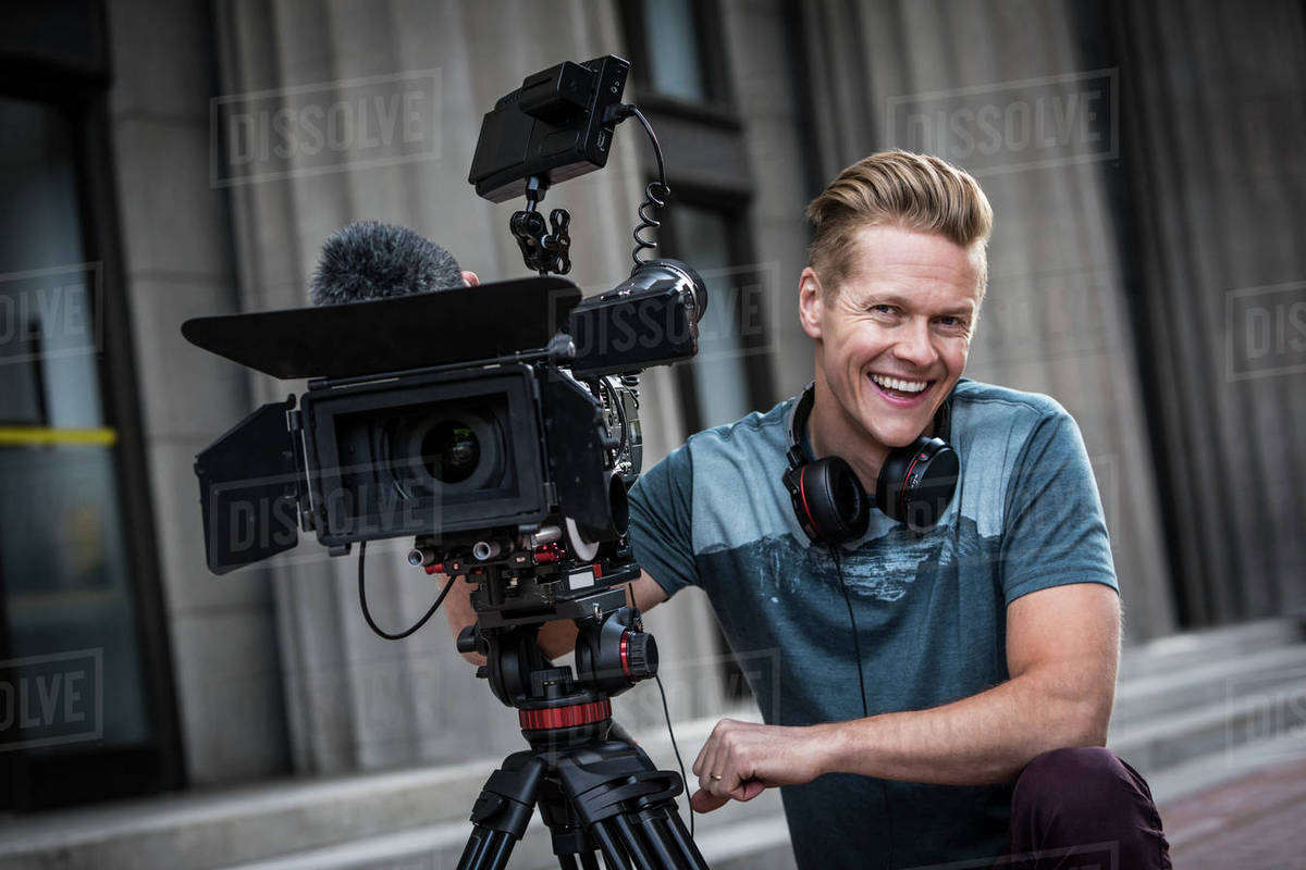 Portrait of smiling camera operator Royalty-free stock photo