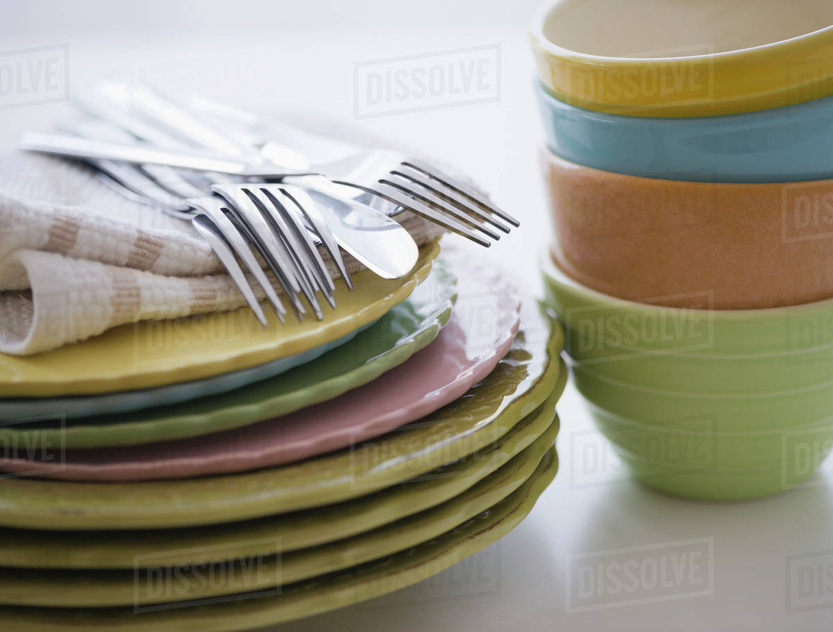 Stack of bowls and plates Stock Photo Dissolve