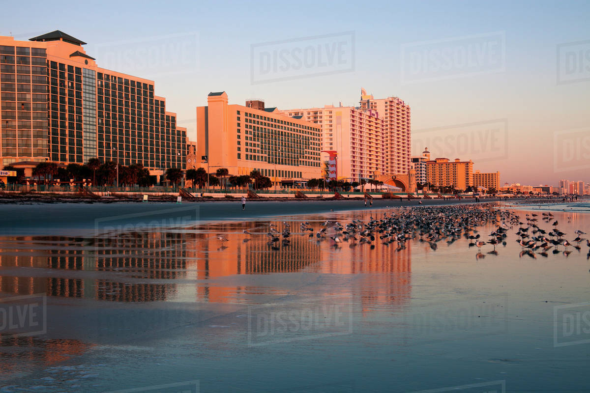 USA, Florida, Daytona Beach, Waterfront hotels Stock Photo Dissolve