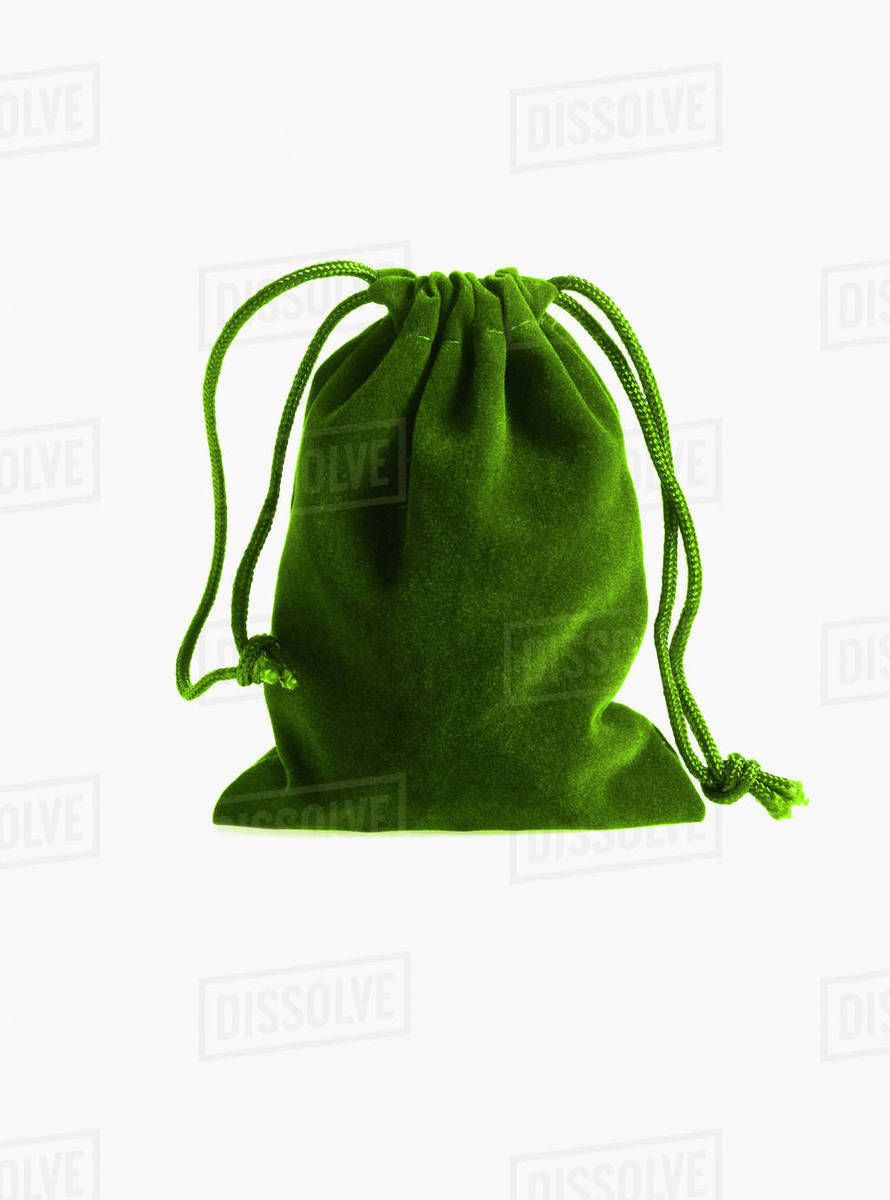 Green drawstring bag Stock Photo Dissolve