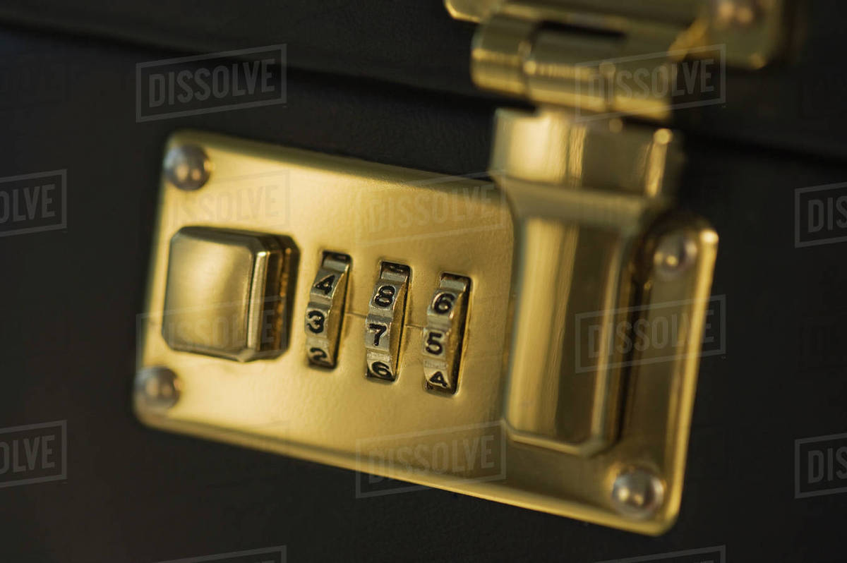 Close up of briefcase lock Stock Photo Dissolve