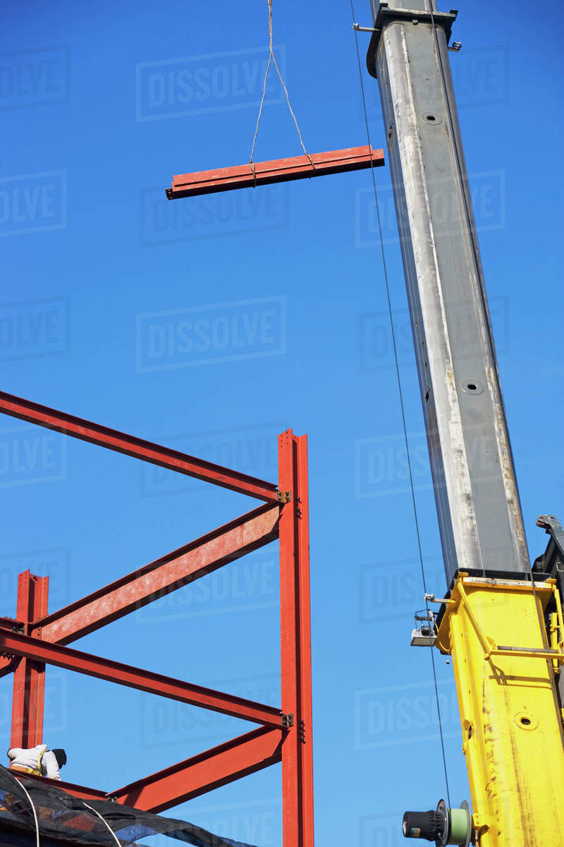 Crane Holding Steel Girder Stock Photo Dissolve