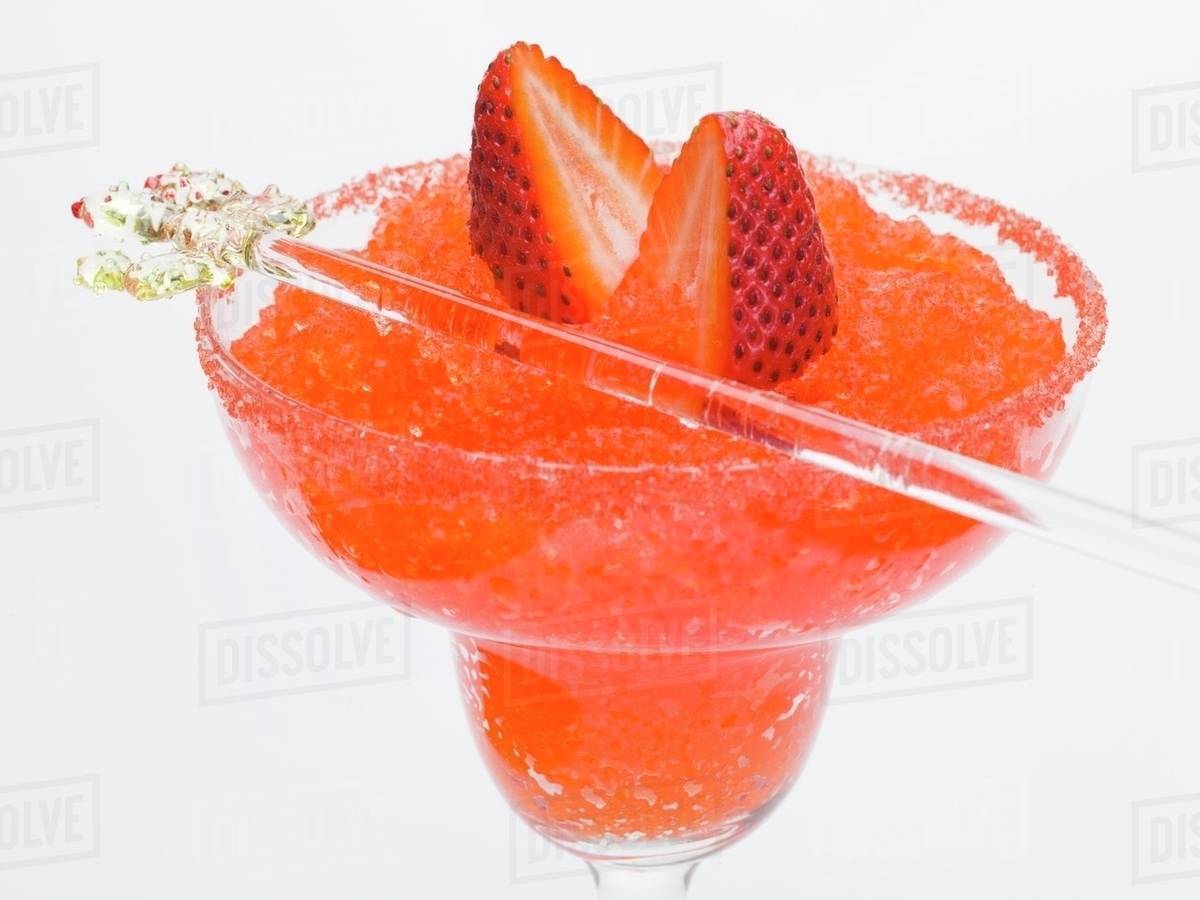 Frozen Strawberry Daiquiri with fresh strawberries Stock Photo Dissolve