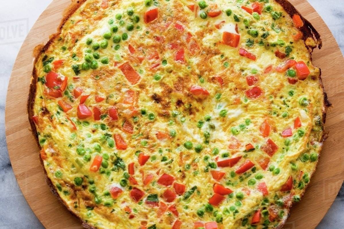 Red Bell Pepper and Pea Frittata Stock Photo Dissolve