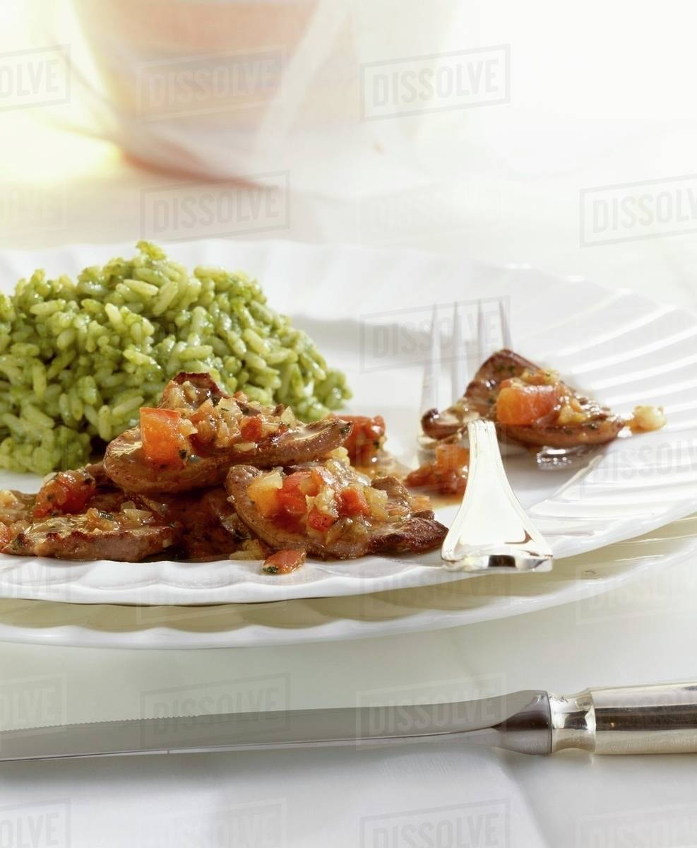 Calf's liver, Spanish style Stock Photo Dissolve