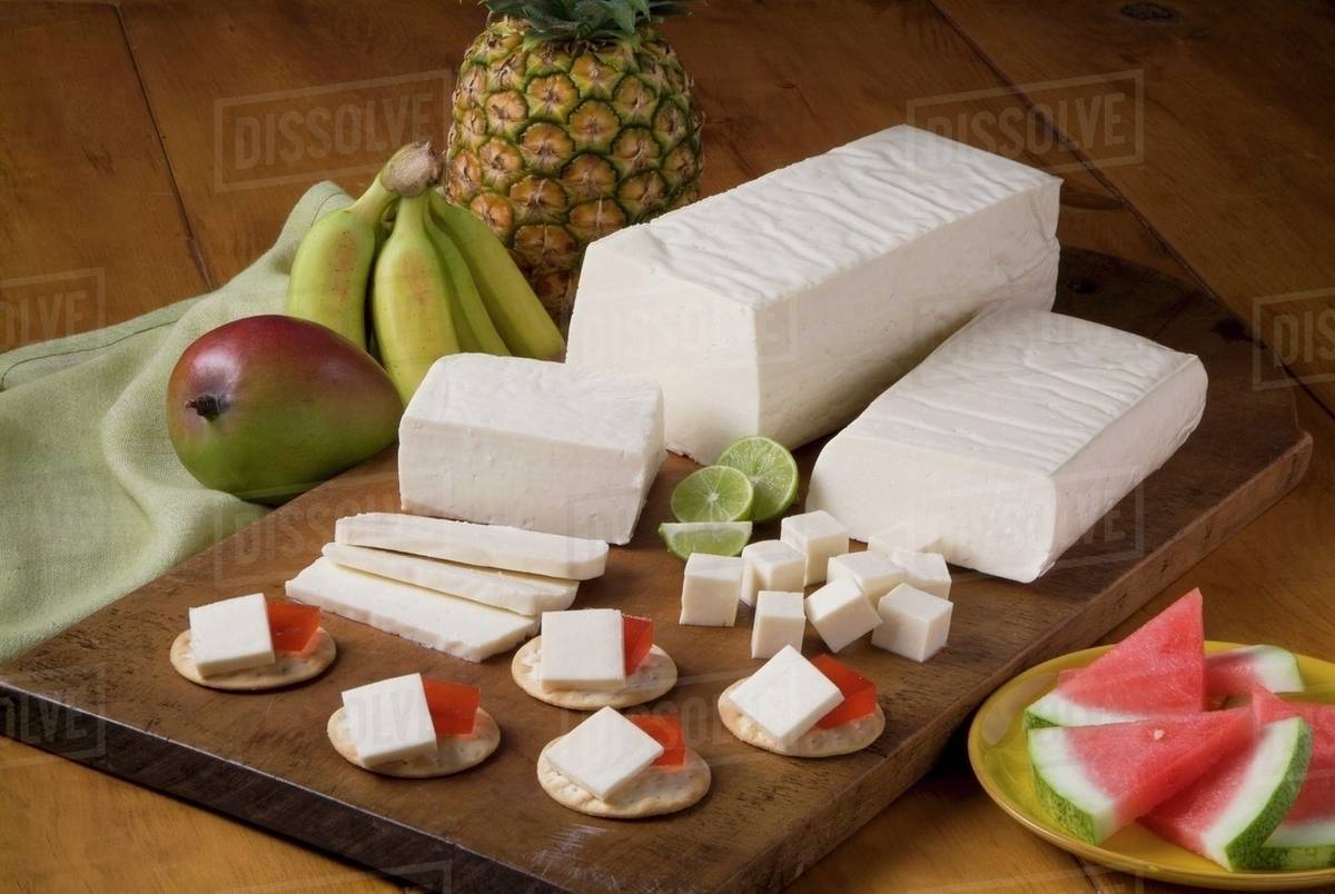 Blanco Cheese with Crackers and Watermelon Stock Photo Dissolve