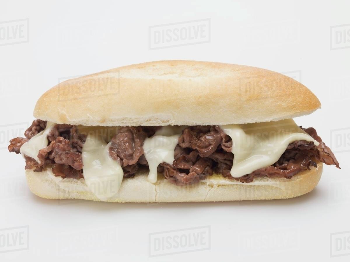 Shredded beef sandwich with melted cheese Stock Photo Dissolve