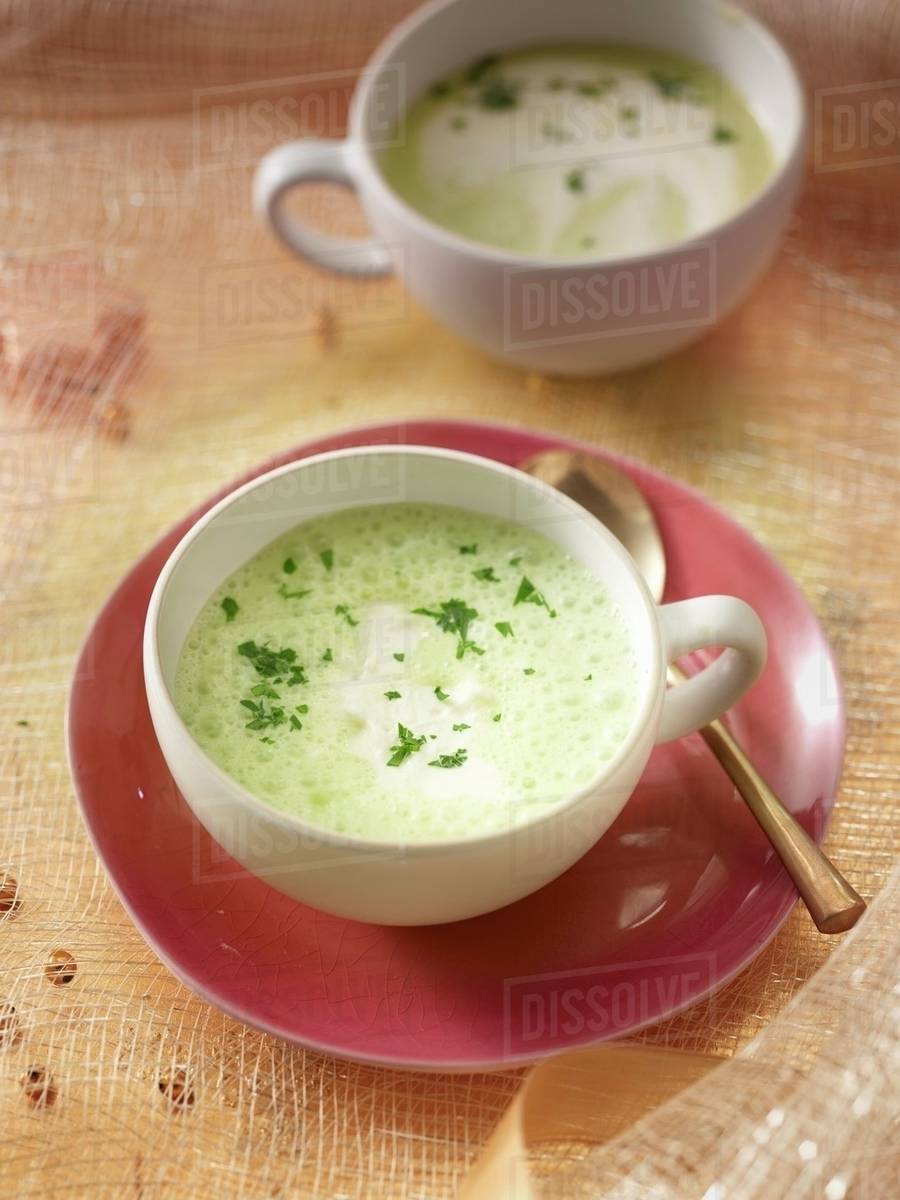 Parsley root foam soup Stock Photo Dissolve