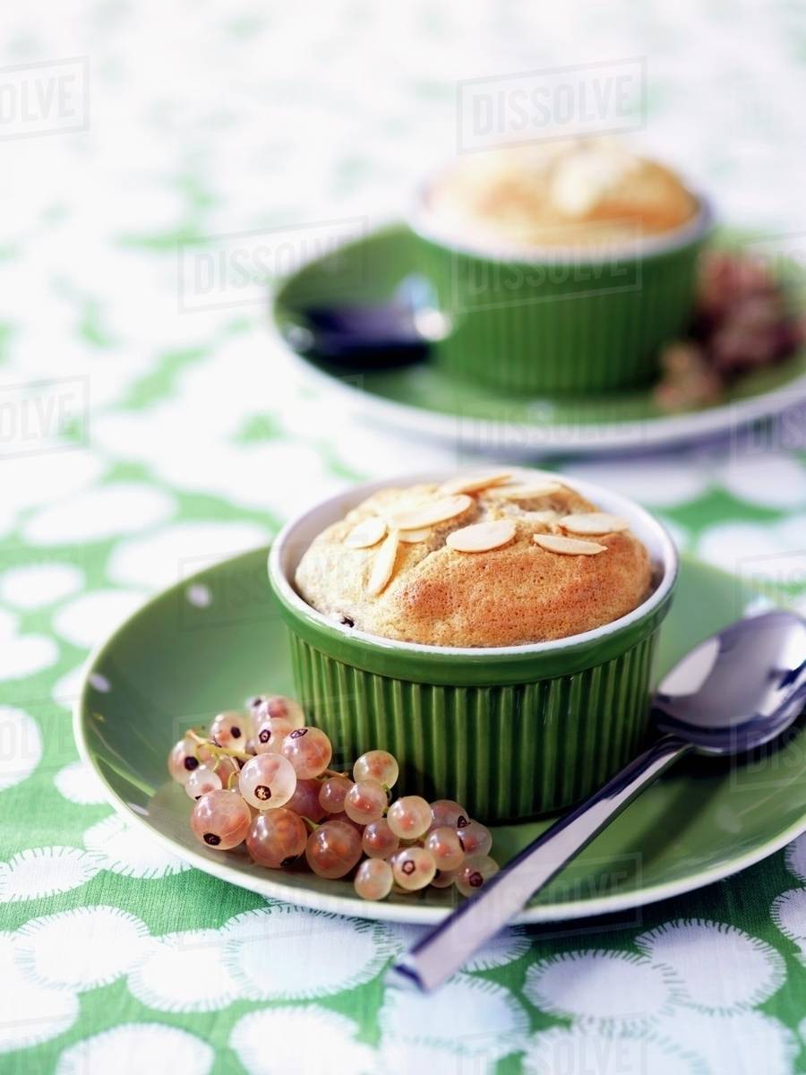 Mincemeat souffle garnished with white currants Stock Photo Dissolve