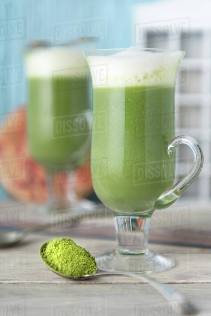 Matcha latte with soy milk Stock Photo Dissolve