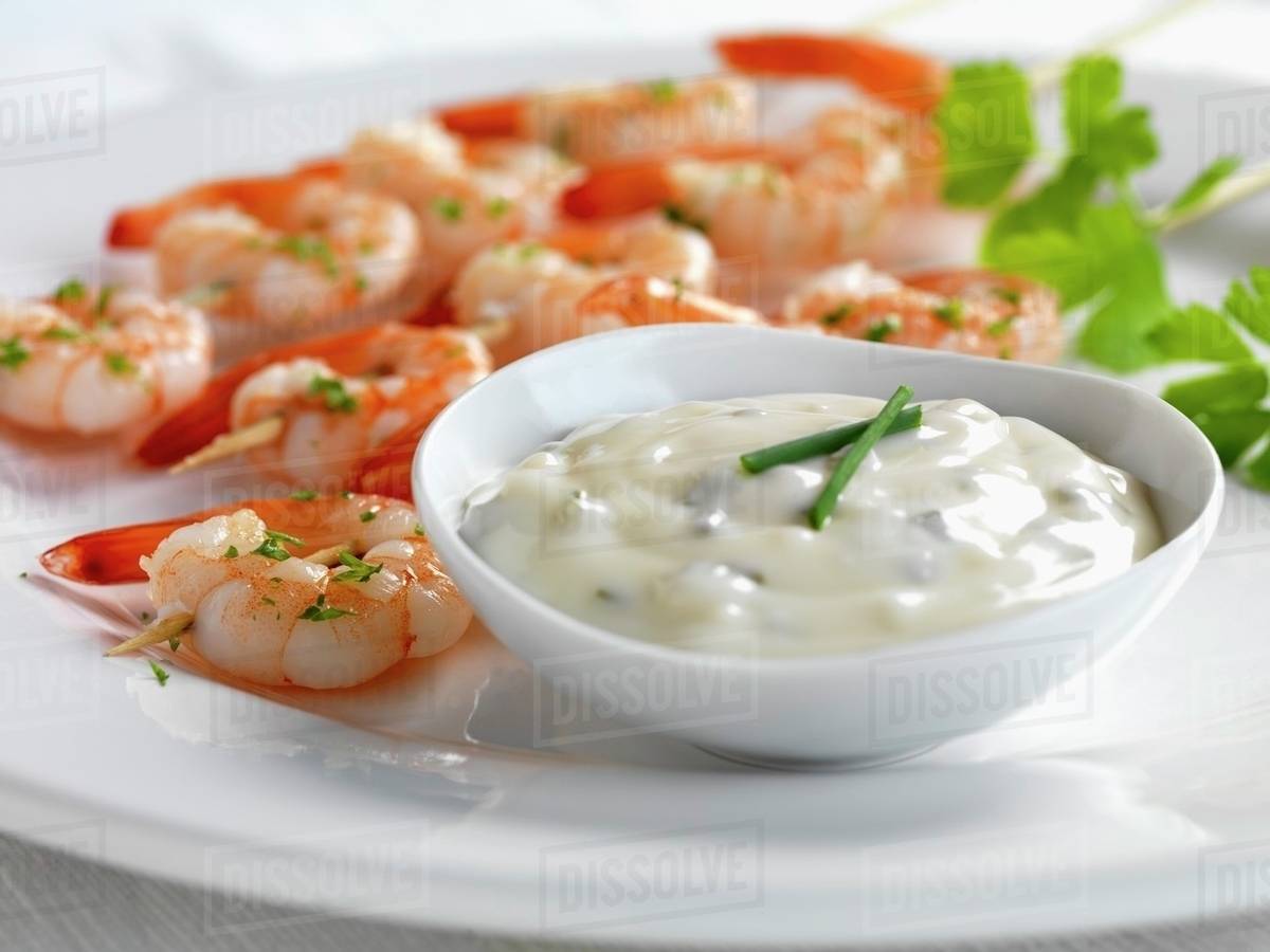 Prawns with dip Stock Photo Dissolve
