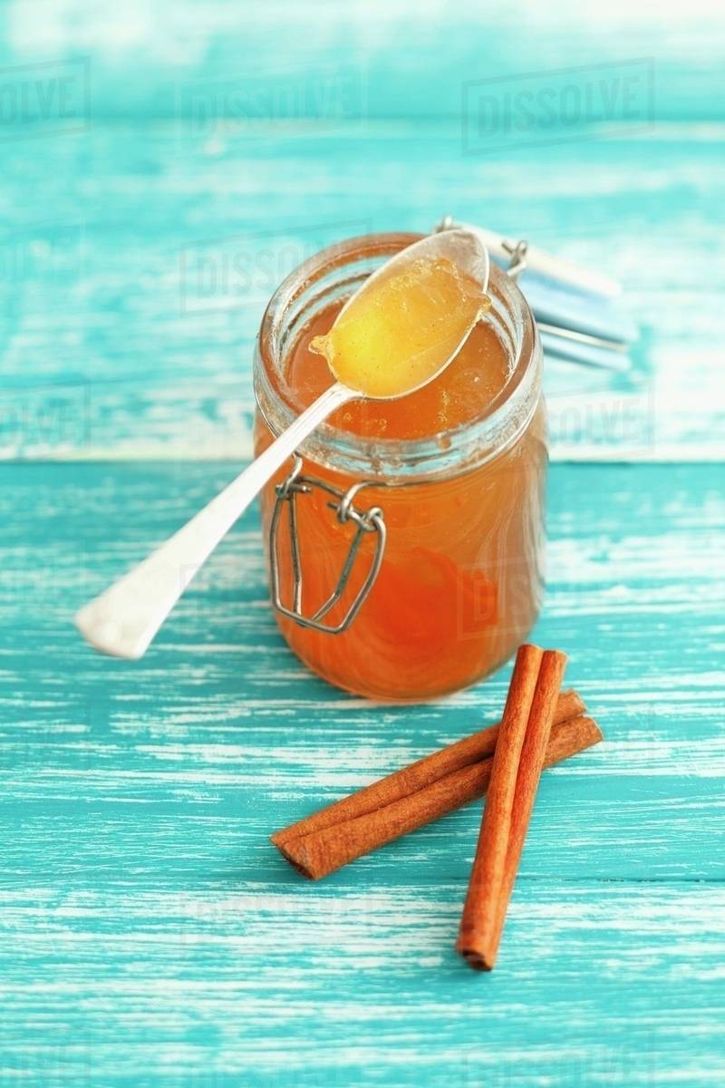 Beer jam with cinnamon in a jar Stock Photo Dissolve