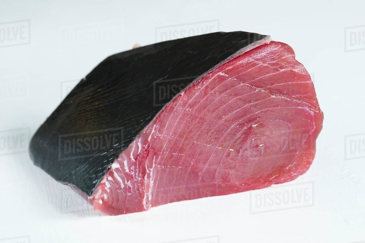 Fresh tuna fillet with skin Stock Photo Dissolve