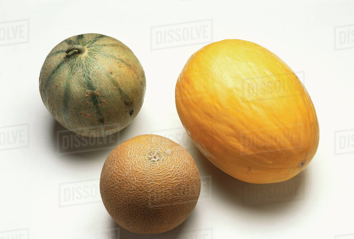 Charentais melon, honeydew melon and Galia melon Stock Photo Dissolve