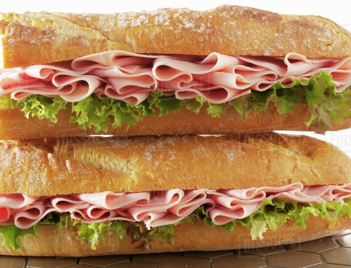 Two ham baguettes Stock Photo Dissolve
