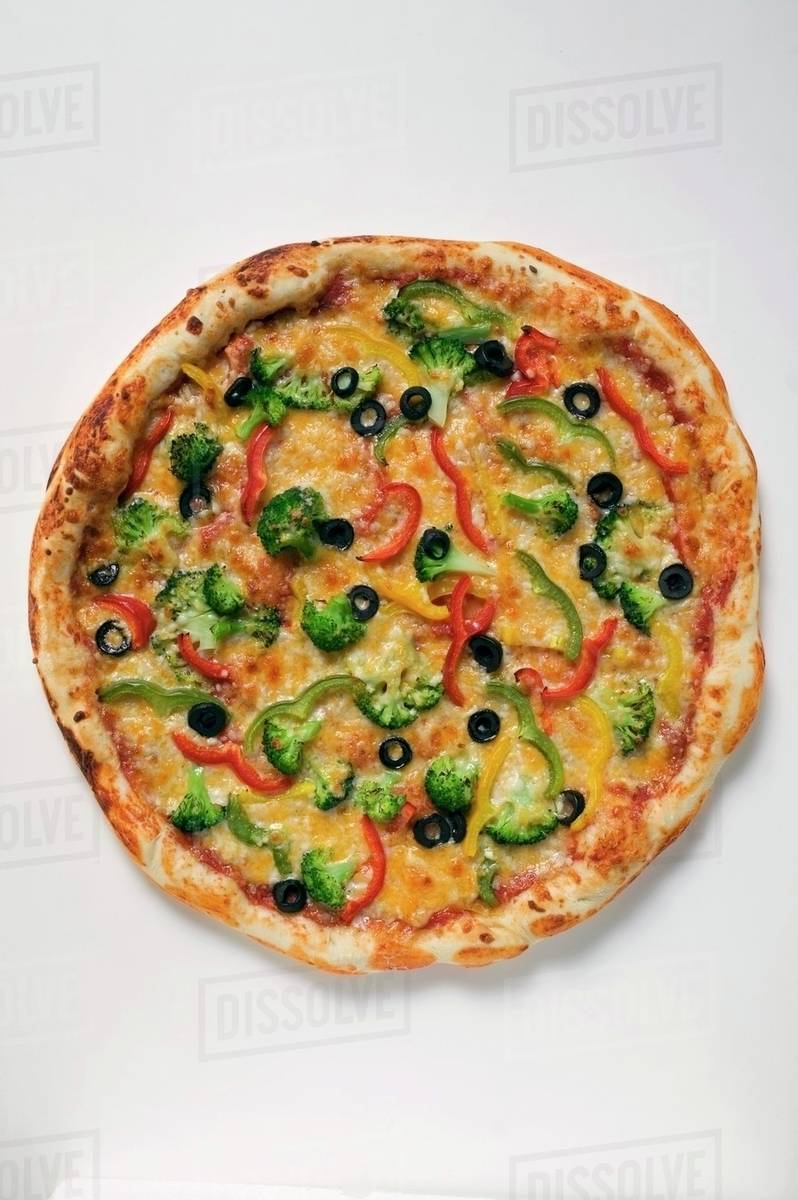 Americanstyle vegetable pizza Stock Photo Dissolve