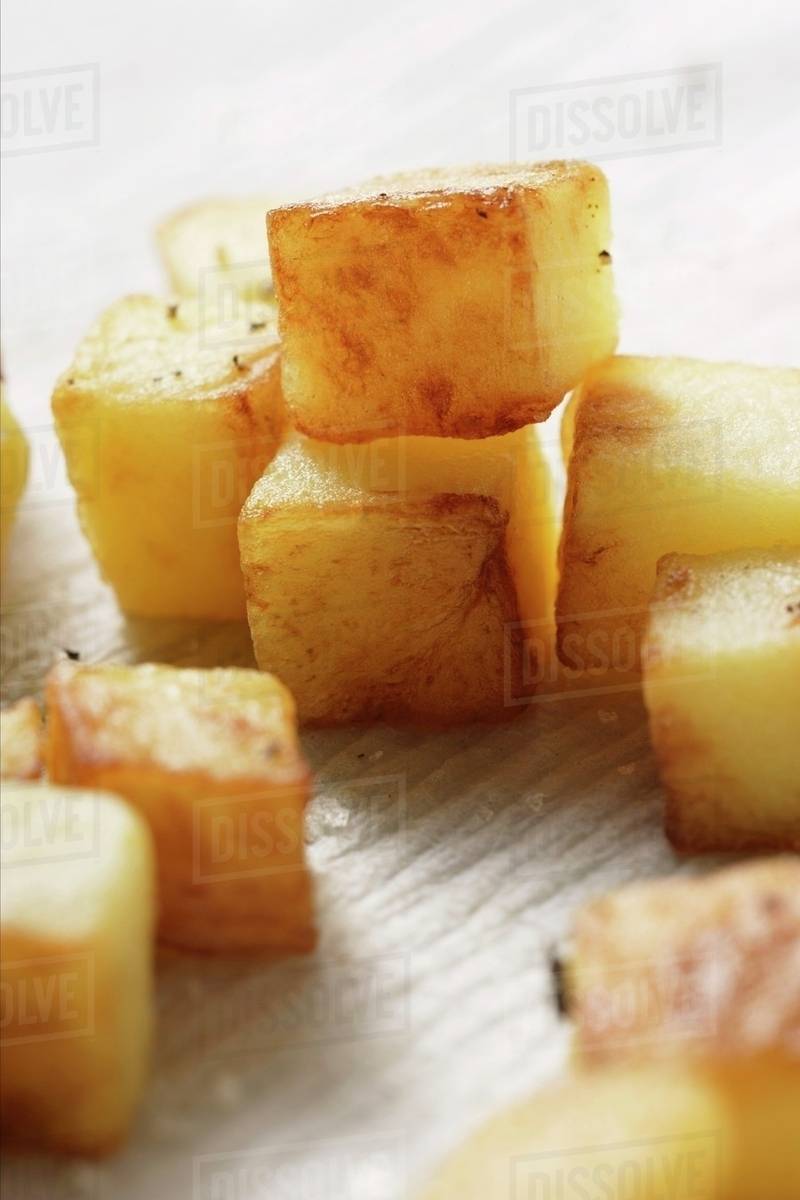 Fried diced potatoes Stock Photo Dissolve
