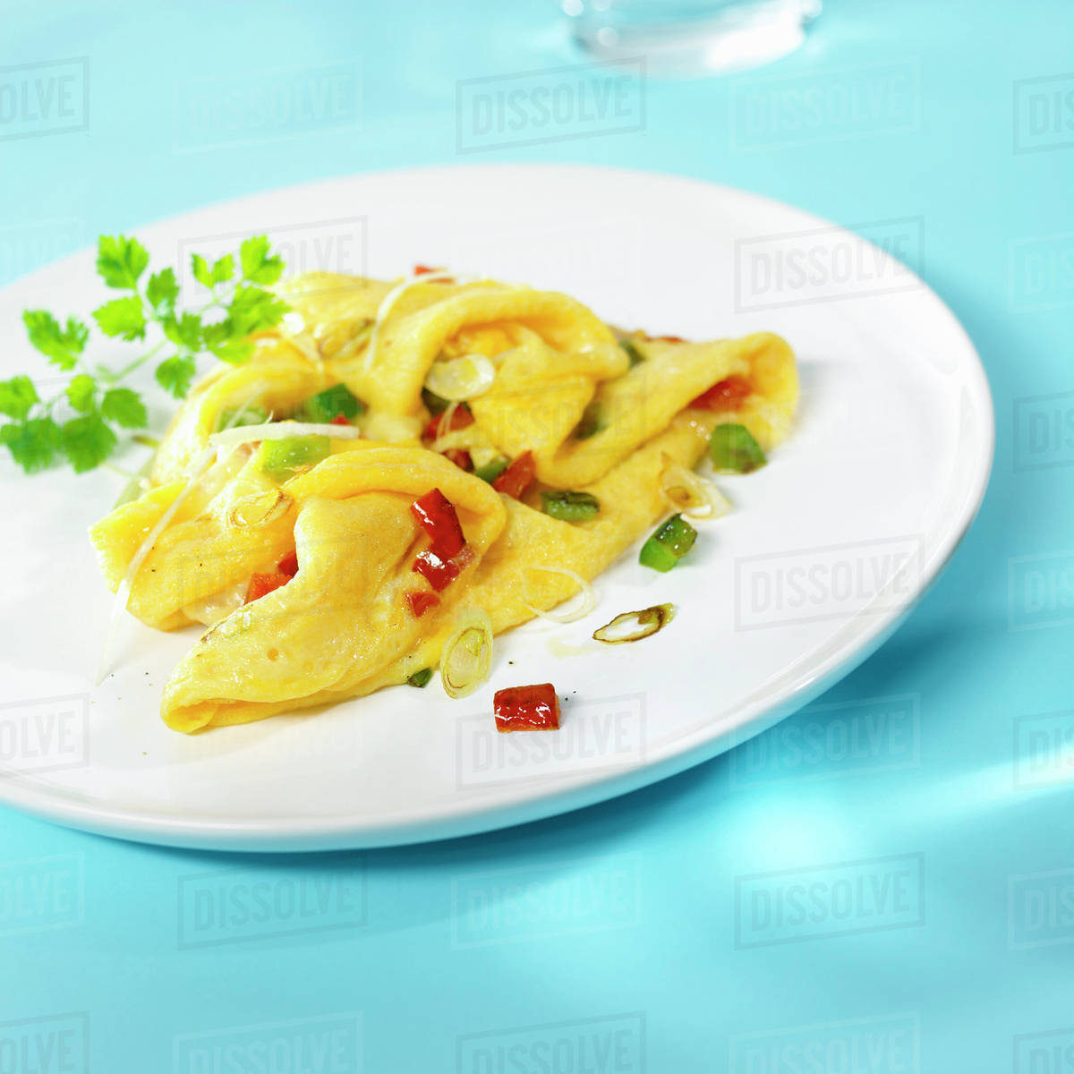 Pepper and onion omelette Stock Photo Dissolve