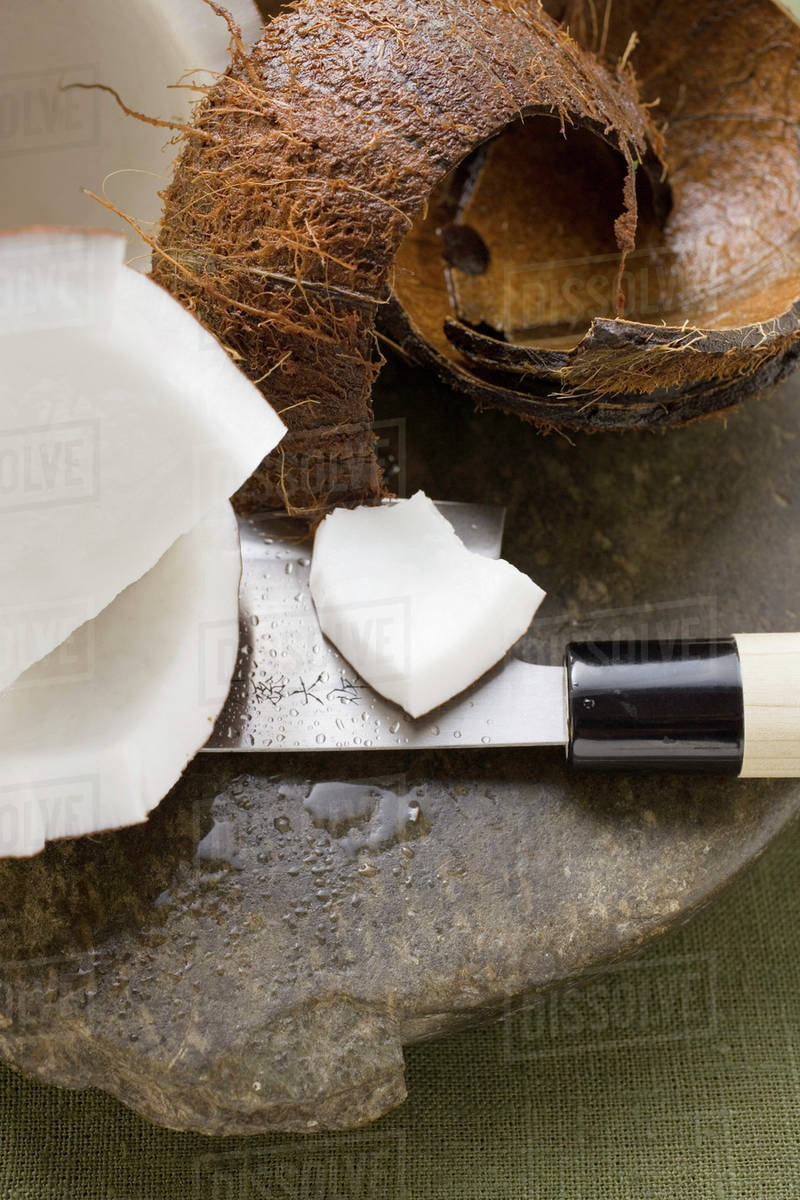 Coconut, cut open Stock Photo Dissolve