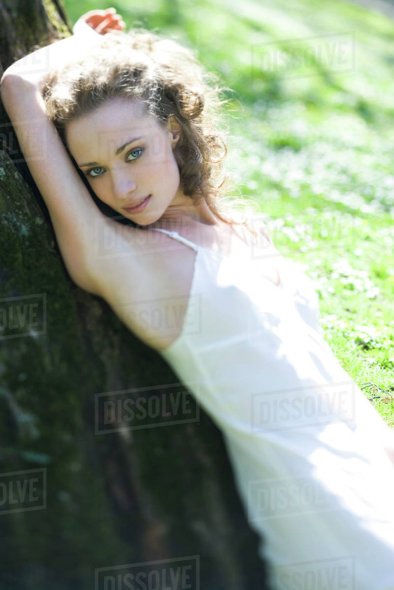 young woman wearing slip
