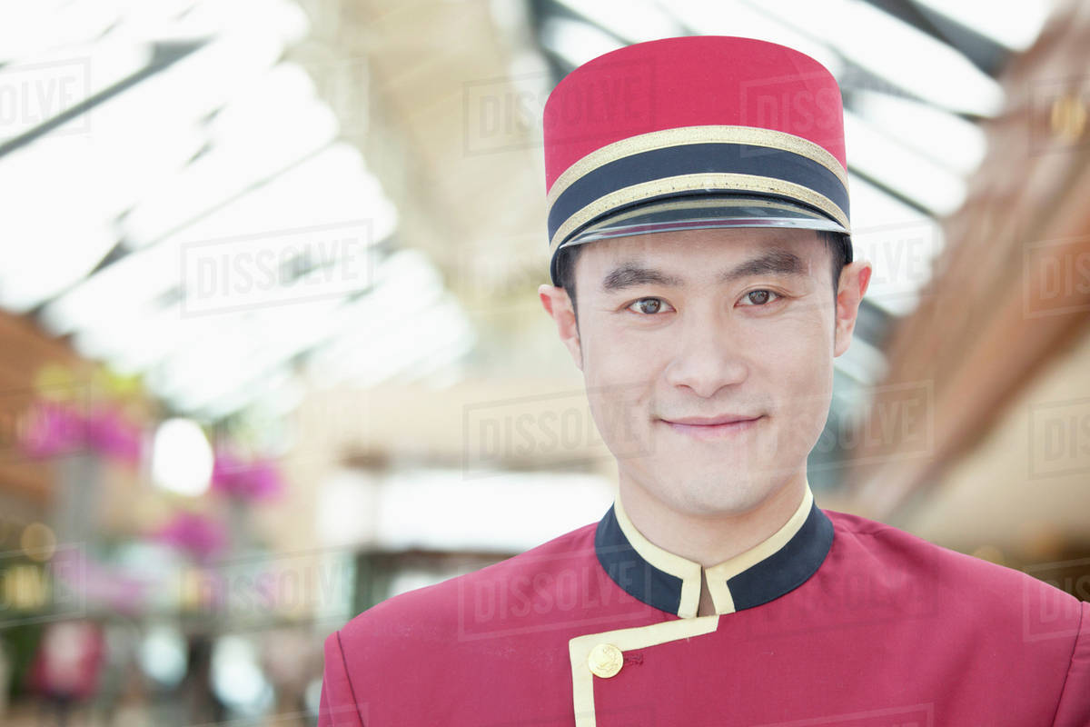 Portrait of Bellhop, CloseUp Stock Photo Dissolve