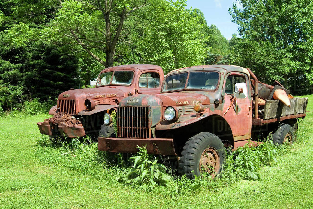 Old, rusty trucks, West Virginia, USA. Stock Photo Dissolve