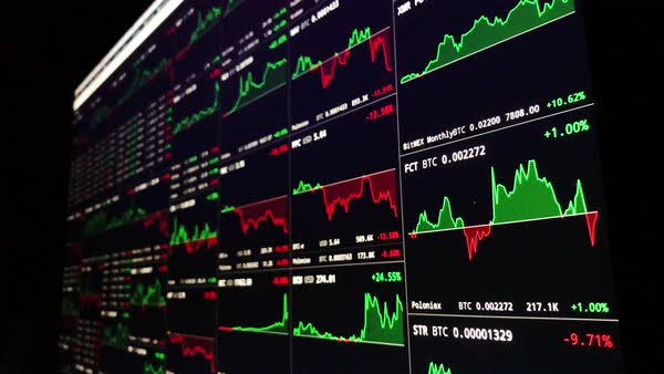 Large Chart Of Live Crypto Currency Prices Including Bitcoin Ripple Bitcoin Ripple Ethereum Dash Litecoin Live Trading With Green And Red Charts