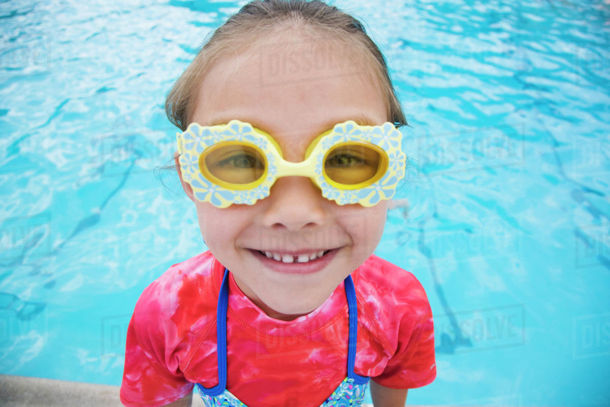 Young Asian girl wearing fancy goggles Stock Photo Dissolve