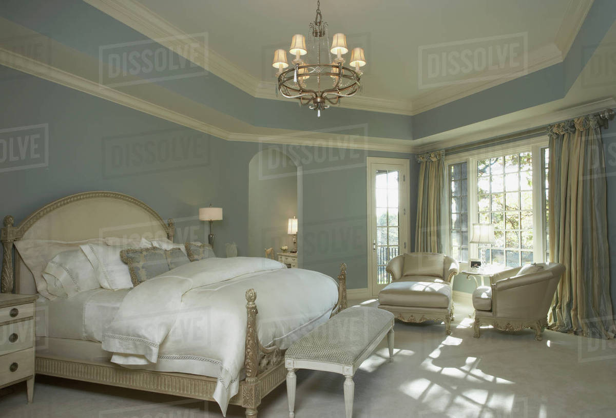 Soft Blue Walls White Woodwork French Style White Bedding