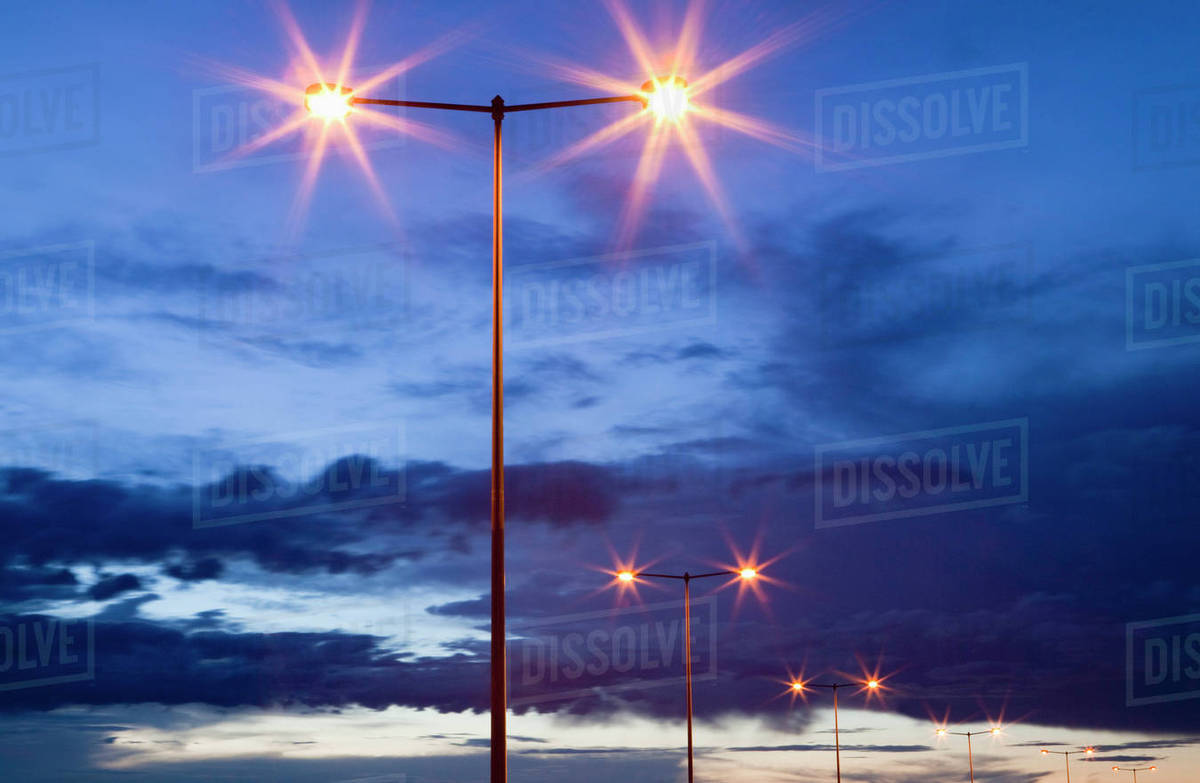Street Lights at Dusk Stock Photo Dissolve