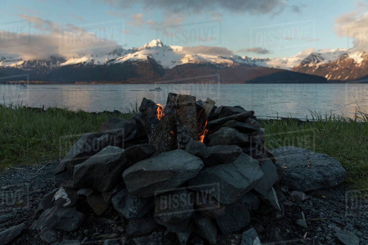 Close up of rocks surrounding campfire - Royalty-free Stock Photo ...