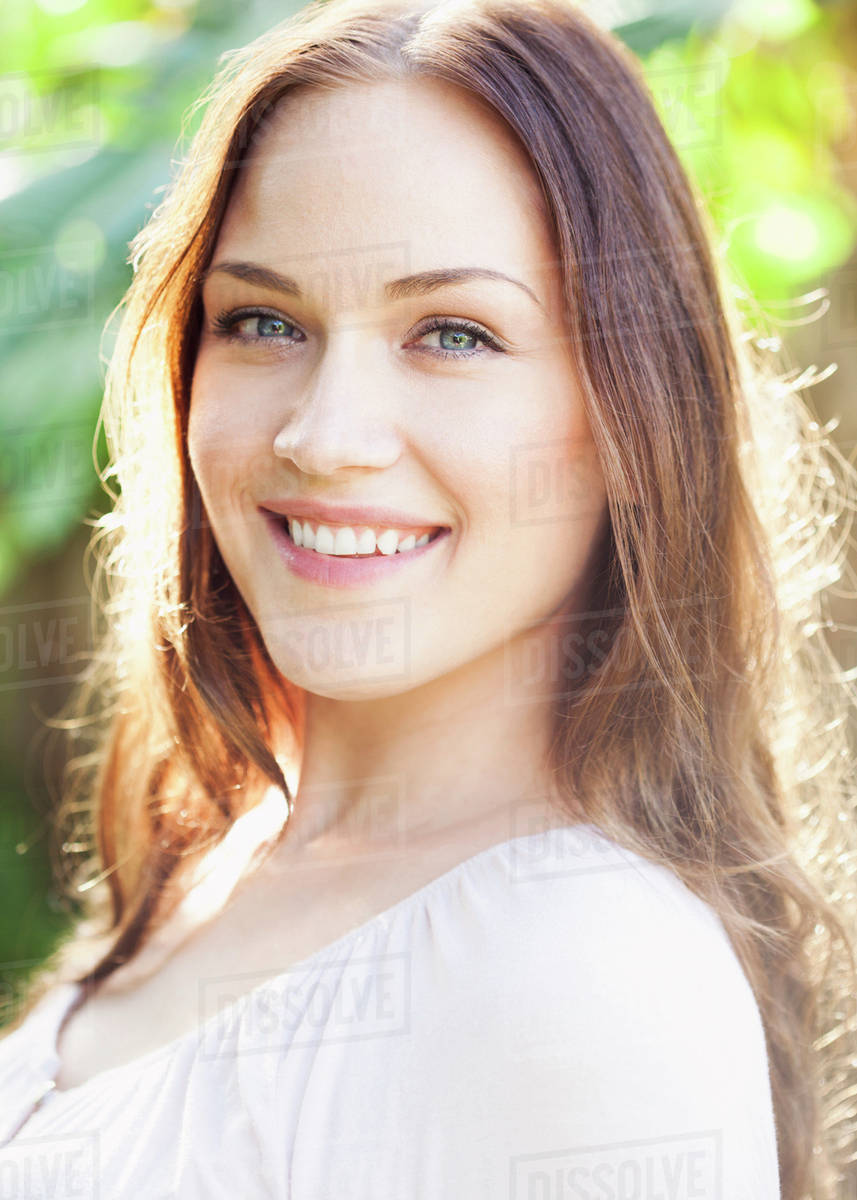Caucasian woman smiling Stock Photo Dissolve
