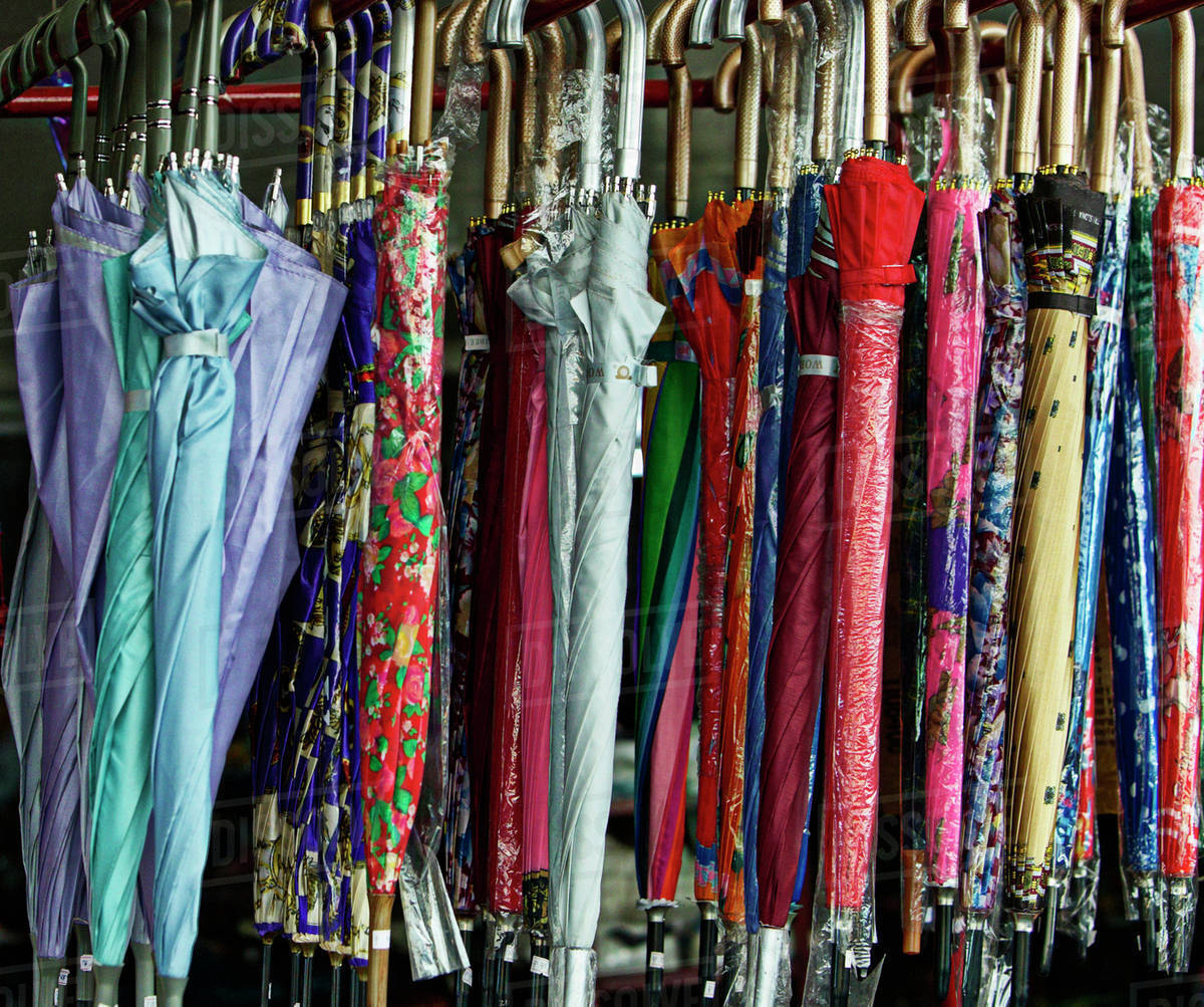 Umbrellas Hanging in a Store Stock Photo Dissolve