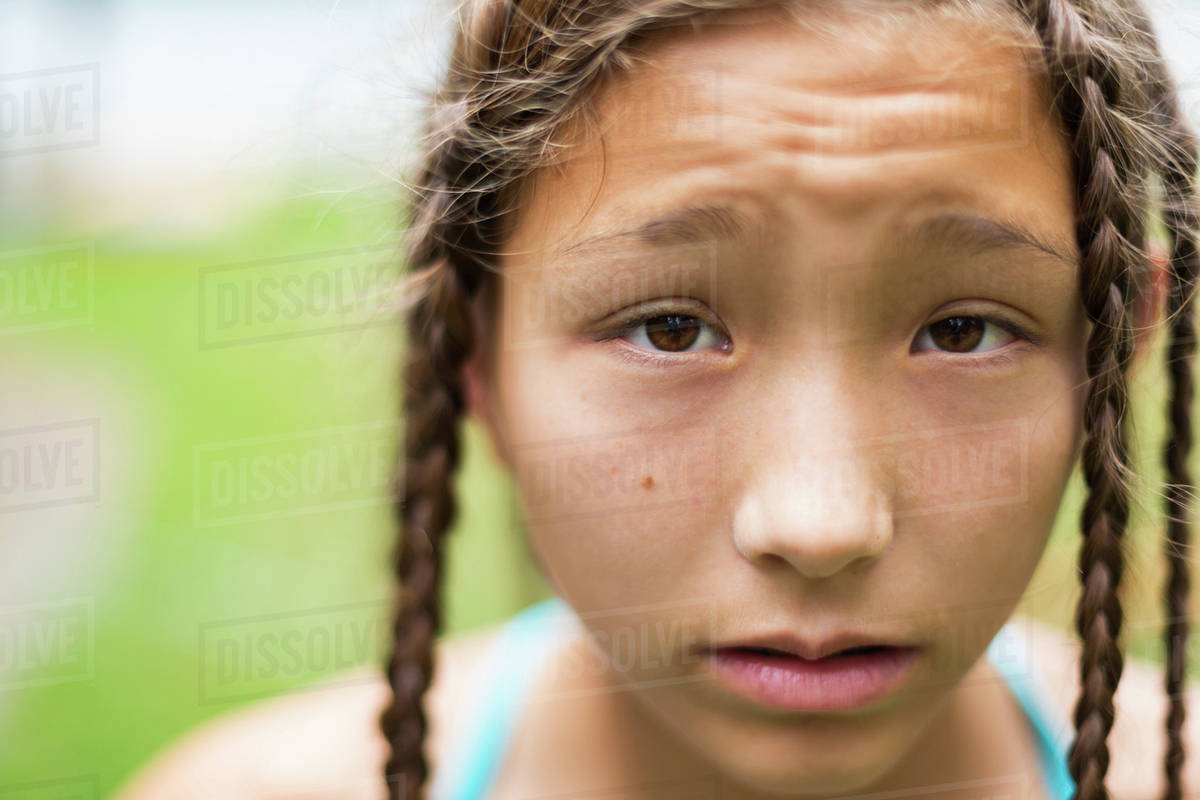 Mixed Race Girl With Braids Stock Photo Dissolve