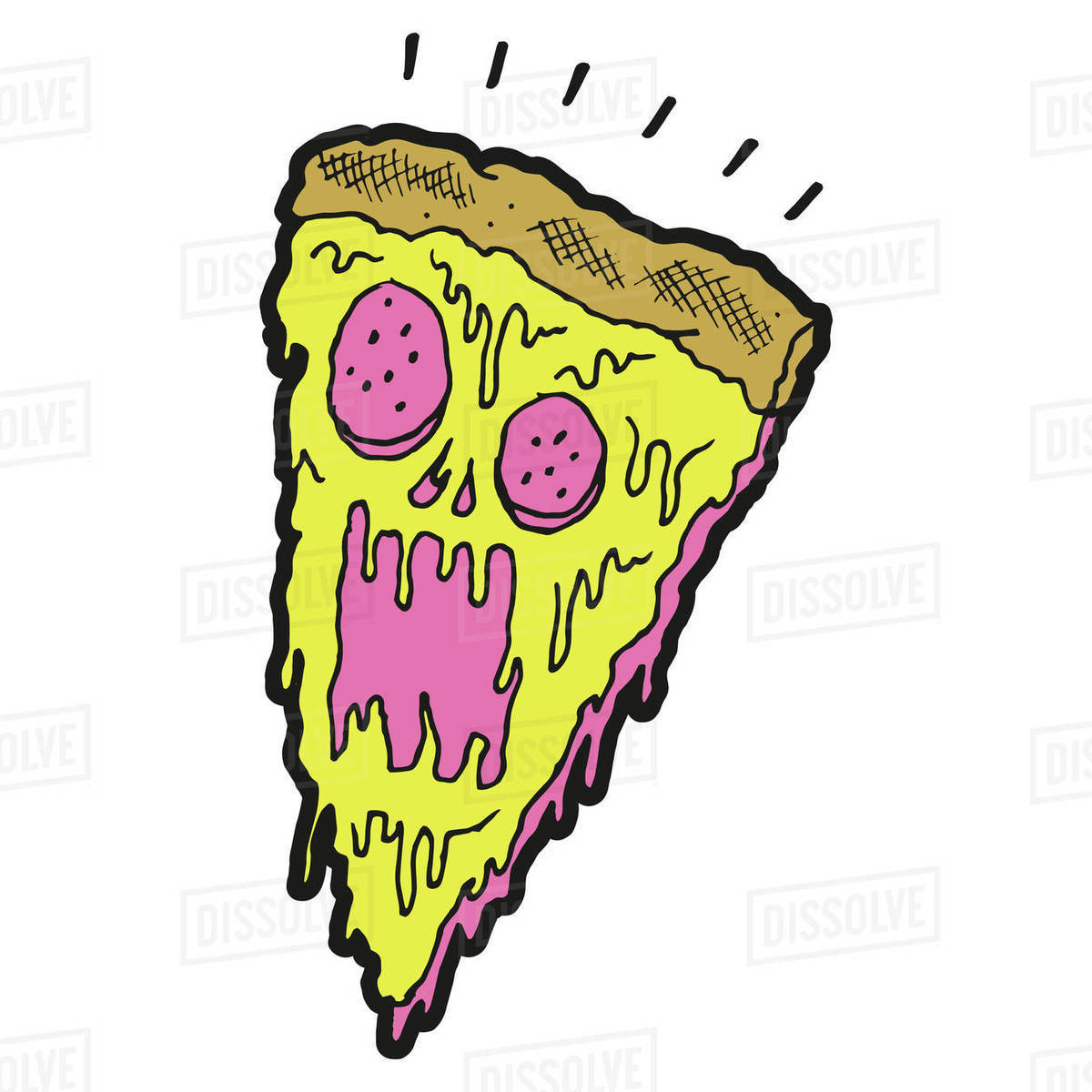 Monster illustration of pizza slice isolated on white background Royalty-free stock photo