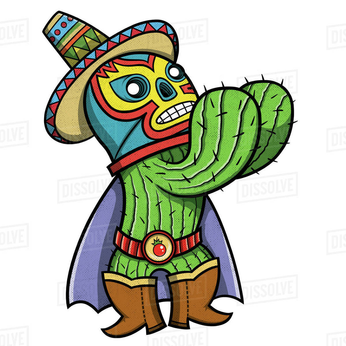 Cartoon illustration of cactus isolated on white background Royalty-free stock photo
