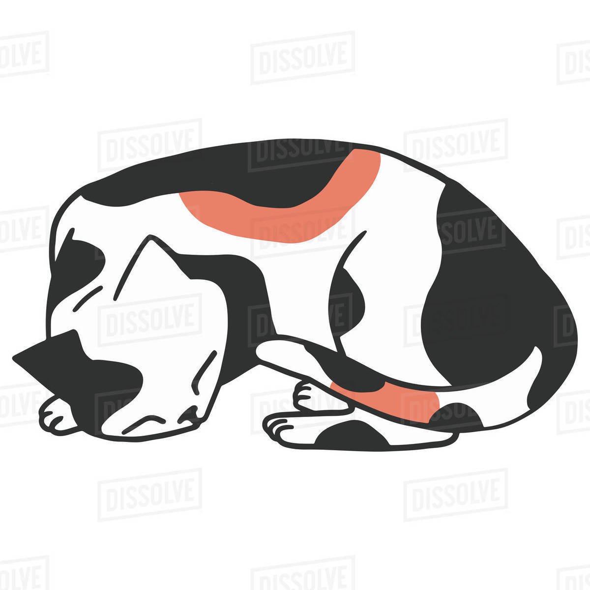 Illustration of a cat sleeping against white background Royalty-free stock photo