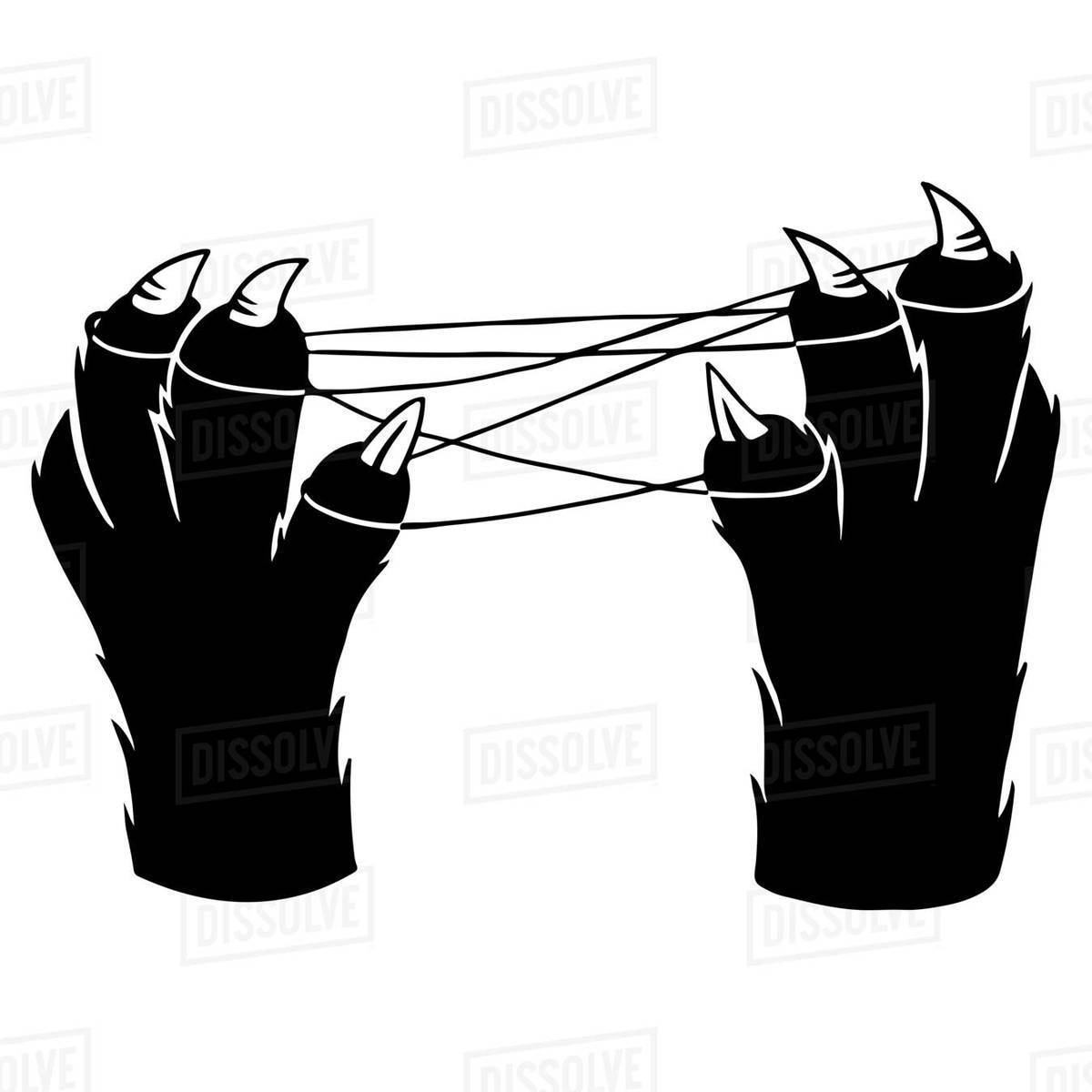 Illustration of a cat's paws playing cat's cradle against white background Royalty-free stock photo