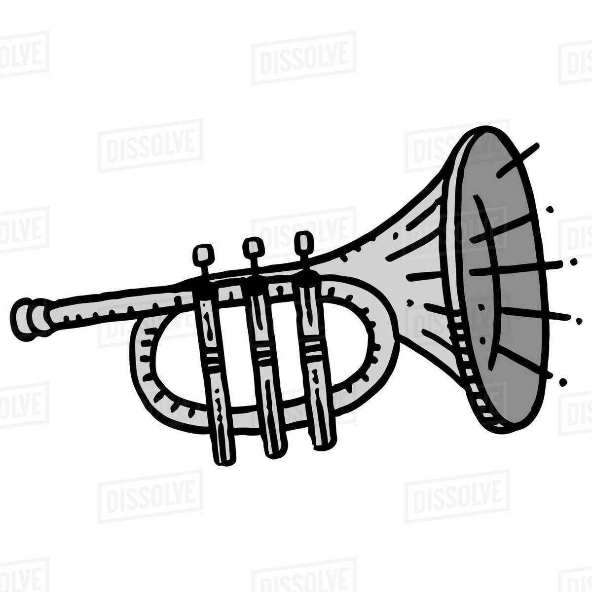 Illustration of trumpet isolated on white background Royalty-free stock photo