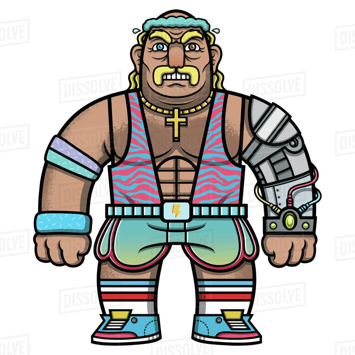 Cartoon illustration of wrestler against white background Royalty-free stock photo