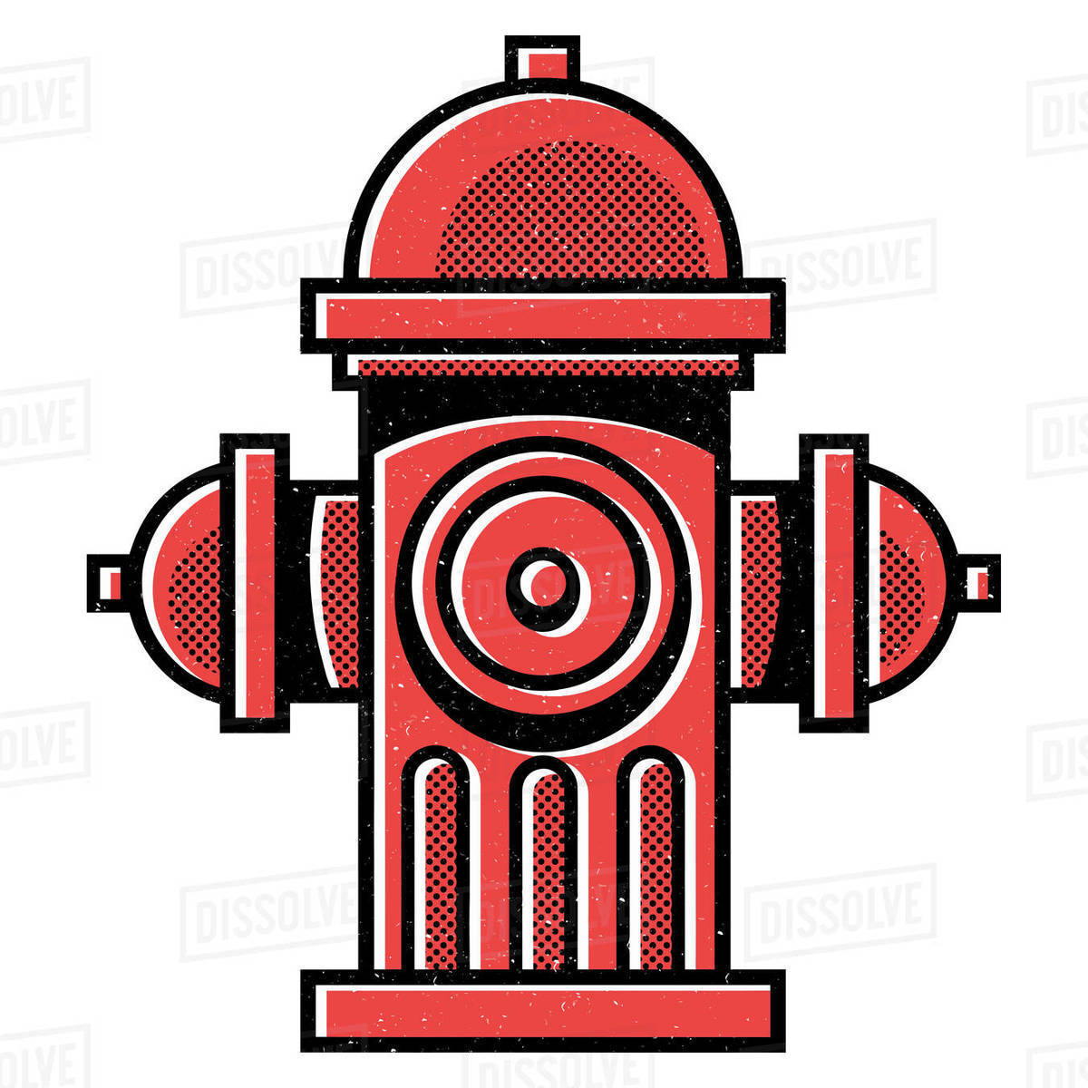 Illustration of red fire hydrant isolated on white background Royalty-free stock photo