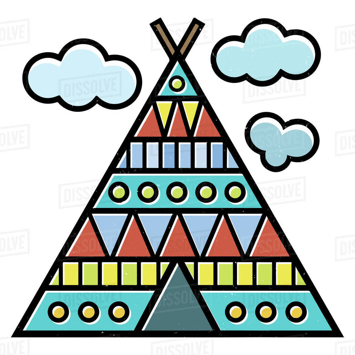 Illustration of colorful teepee isolated on white background Royalty-free stock photo