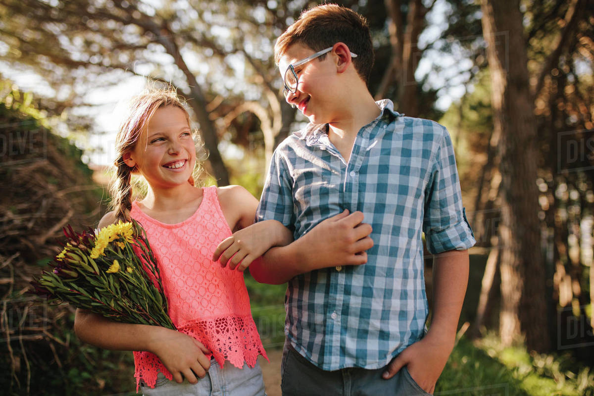 Boy I Love Girl Boy And Girl In Love Walking Together In A Park